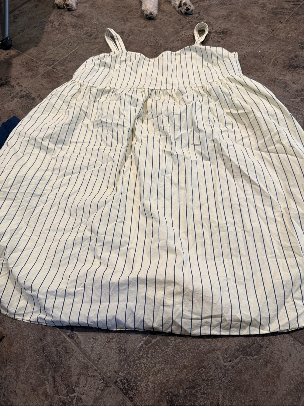 🍗NWOT Striped Sleeveless Summer Dress - yellow with Navy Pinstripes